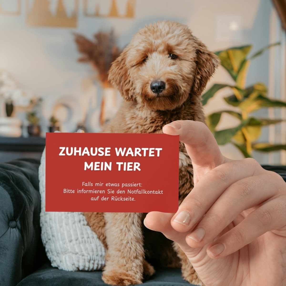 Notfallkarte „Zu Hause wartet mein Tier" – Produktbild
