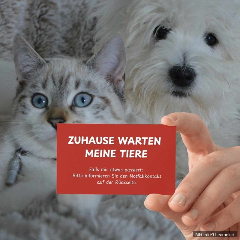 Notfallkarte „Zu Hause warten meine Tiere" – Produktbild