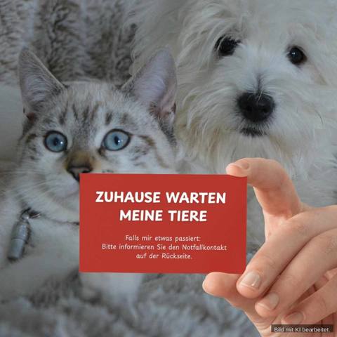 Notfallkarte „Zu Hause warten meine Tiere“
